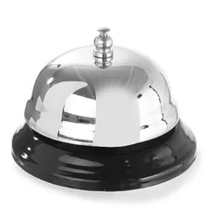 Dzwonek hotelowy na recepcję stalowy śr. 85mm - Hendi 595008 1 Dzwonek hotelowy na recepcję stalowy śr. 85mm - Hendi 595008 - obrazek 1