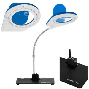 Lampka biurkowa LED bezcieniowa ze szkłem powiększającym 5x/10x - Niebieska 7 Lampka biurkowa LED bezcieniowa ze szkłem powiększającym 5x/10x - Niebieska - obrazek 1
