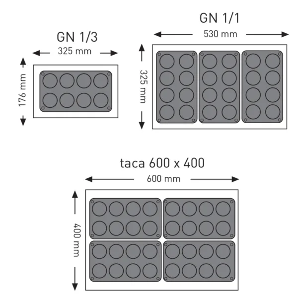 Foremki silikonowe nieprzywierające do pieczenia do 260C MINI-CAKE 176x300mm GN1/3 - Hendi 677001 1 676202 3
