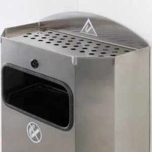 Kosz z ramką na worek na śmieci odpadki naścienny z popielniczką stal nierdzewna 328x164x541mm 7 Kosz z ramką na worek na śmieci odpadki naścienny z popielniczką stal nierdzewna 328x164x541mm - obrazek 2
