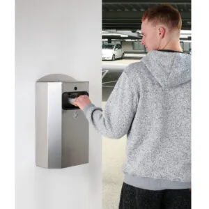 Kosz z ramką na worek na śmieci odpadki naścienny z popielniczką stal nierdzewna 328x164x541mm 9 Kosz z ramką na worek na śmieci odpadki naścienny z popielniczką stal nierdzewna 328x164x541mm - obrazek 4