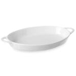 784020 polmisek dekoracyjny owalny z uchwytami 270x180x40mm biala porcelana hendi 784020