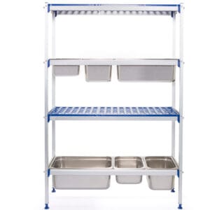 Regał magazynowy gastronomiczny do kuchni aluminiowy na pojemniki GN1/1 szer. 112cm 4 Regał magazynowy gastronomiczny do kuchni aluminiowy na pojemniki GN1/1 szer. 112cm - obrazek 1