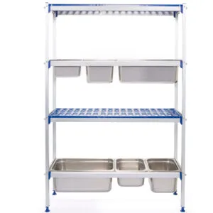 Regał magazynowy gastronomiczny do kuchni aluminiowy na pojemniki GN1/1 szer. 112cm 4 Regał magazynowy gastronomiczny do kuchni aluminiowy na pojemniki GN1/1 szer. 112cm - obrazek 1