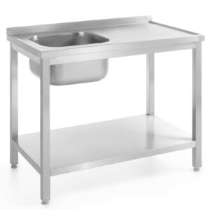 Stół blat roboczy gastronomiczny przyścienny ze zlewem i półką skręcany 100x70x85 cm LEWY - Hendi 812945 2 Stół blat roboczy gastronomiczny przyścienny ze zlewem i półką skręcany 100x70x85 cm LEWY - Hendi 812945 - obrazek 1