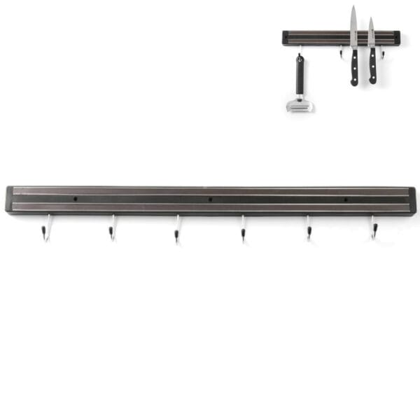 Listwa magnetyczna na noże z haczykami dł. 600 mm - Hendi 820407 1 820407 hendi listwa magnetyczna na noze z haczykami dl 600 mm hurtownia sklep cena