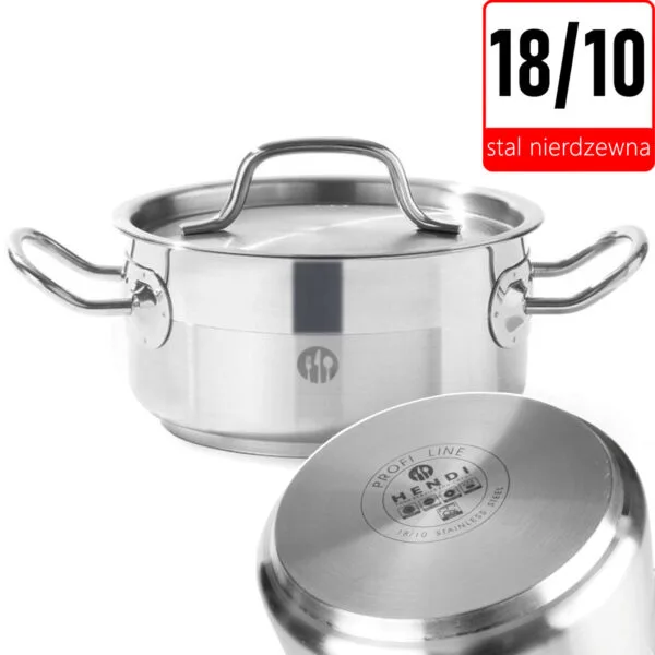 Garnek niski Profi Line z pokrywką 1,5 l śr. 160 x 75 h - Hendi 830000 1 830000 hendi garnek niski profi line z pokrywka dno sandwich 1500 ml 1 l 160x75mm sklep cena tanio