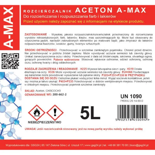 Aceton rozpuszczalnik zmywacz A-MAX 5L 1 a max 5l 2