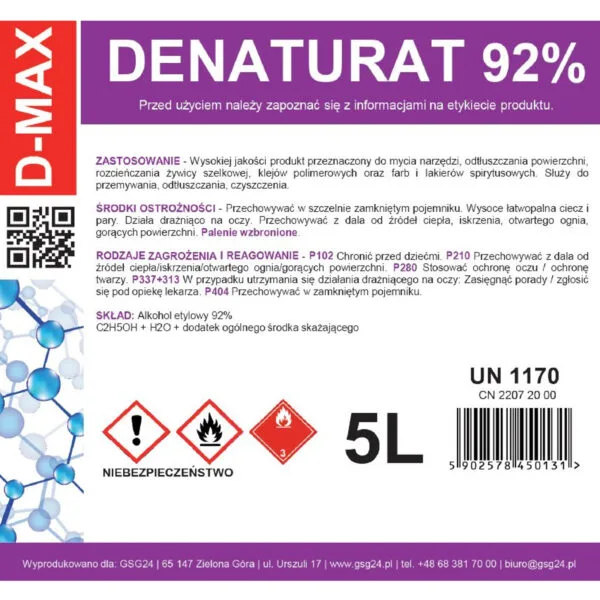 Denaturat alkohol skażony D-MAX 5L 1 d max 5l 2