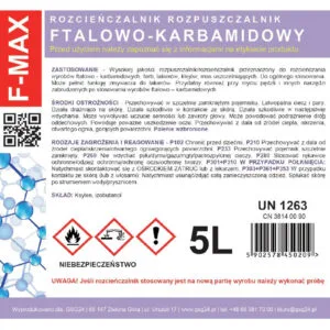 Rozcieńczalnik ftalowo-karbamidowy do farb i lakierów F-MAX 5L 3 Rozcieńczalnik ftalowo-karbamidowy do farb i lakierów F-MAX 5L - obrazek 2