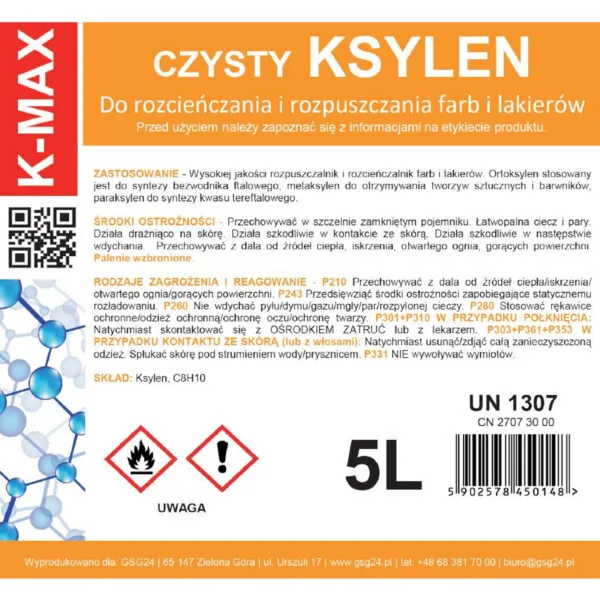 Ksylen rozpuszczalnik rozcieńczalnik organiczny do farb i lakierów K-MAX 5L 1 k max 5l 2