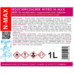 Rozcieńczalnik rozpuszczalnik NITRO RC-01 N-MAX 1L 3 Rozcieńczalnik rozpuszczalnik NITRO RC-01 N-MAX 1L - obrazek 2