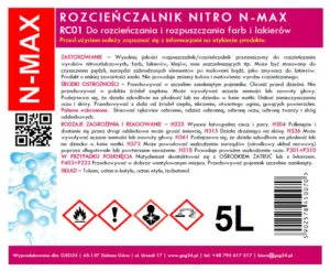 Rozcieńczalnik rozpuszczalnik NITRO RC-01 N-MAX 5L 3 Rozcieńczalnik rozpuszczalnik NITRO RC-01 N-MAX 5L - obrazek 2