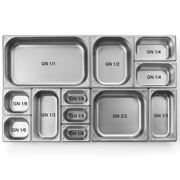 Pojemnik GN 2/3 stalowy Kitchen Line wys. 150 mm - Hendi 806241 4 wielkosc pojemnikow gn kitchen line